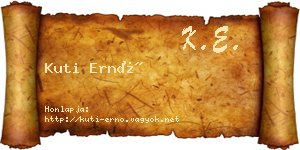 Kuti Ernő névjegykártya